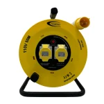 110V Cable Reel 50m 1.5mm 16amp Plug and 2x16amp Socket - (8045)