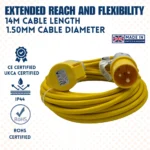 14m 110V Extension Lead with 1.5mm Durable Power Cable