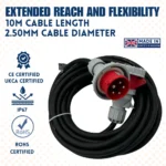 415V Rubber Extension Lead 10m 2.5mm 16amp - (10813)