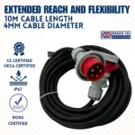 415V Rubber Extension Lead 10m 4mm 32amp - (10814)