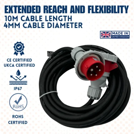 415V Rubber Extension Lead 10m 4mm 32amp - (10814)