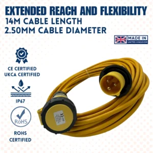 110V Extension Lead 14m 2.5mm Cable 16amp – (10851)