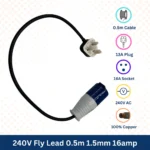 240V 0.5m Fly Lead 13A Adapter Plug and Coupler - (10872) - Image 3