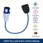 240V 0.5m Fly Lead 16A Adapter Plug and Socket - (10873) - Image 4