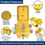 5Way Splitter Box 110V 2x32amp Outlets 32amp Plug - (10884) - Image 2