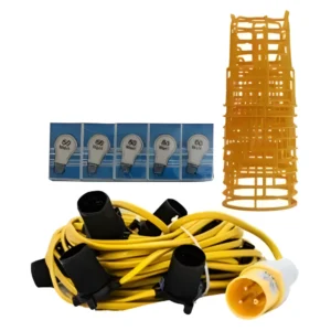 110V Festoon Lighting Kit 22m BC Fitting 16amp Plug – (10930B-BC)