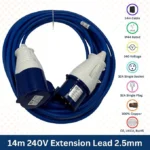 240V Extension Lead 14m 2.50mm Cable 32amp - (10823) - Image 3