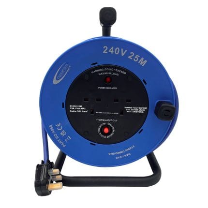 240V Cable Reel 25m 2.50mm 2x13amp Sockets and Plug - (4050)
