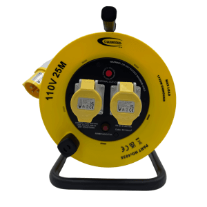 110V Cable Reel 25m 1.5mm 16amp Plug and 2x16amp Socket – (4035)