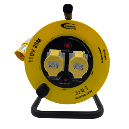 110V Cable Reel 25m 1.5mm with 16A Plug and 2x16A Socket