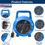 4-Way 10m Extension Reel 4x13A Sockets & Plug - Image 5