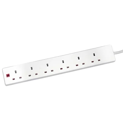 6 Gang 2m Extension Lead 1.25mm 13amp Plug and Sockets - (36592)
