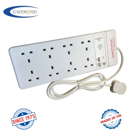 8 Gang 2m Extension lead Power Status 13amp Plug and Sockets - (AS902)