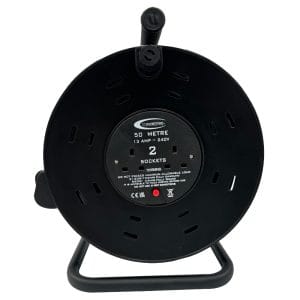 240V Cable Reel 50m 1.25mm 2x13amp Sockets and Plug – (8015)