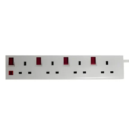 4 Gang Switched 2m Extension Cable 1.25mm 13amp Plug and Sockets - (10705)