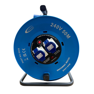 240V Cable Reel 50m 2.5mm 2x16amp Sockets and Plug – (8048)