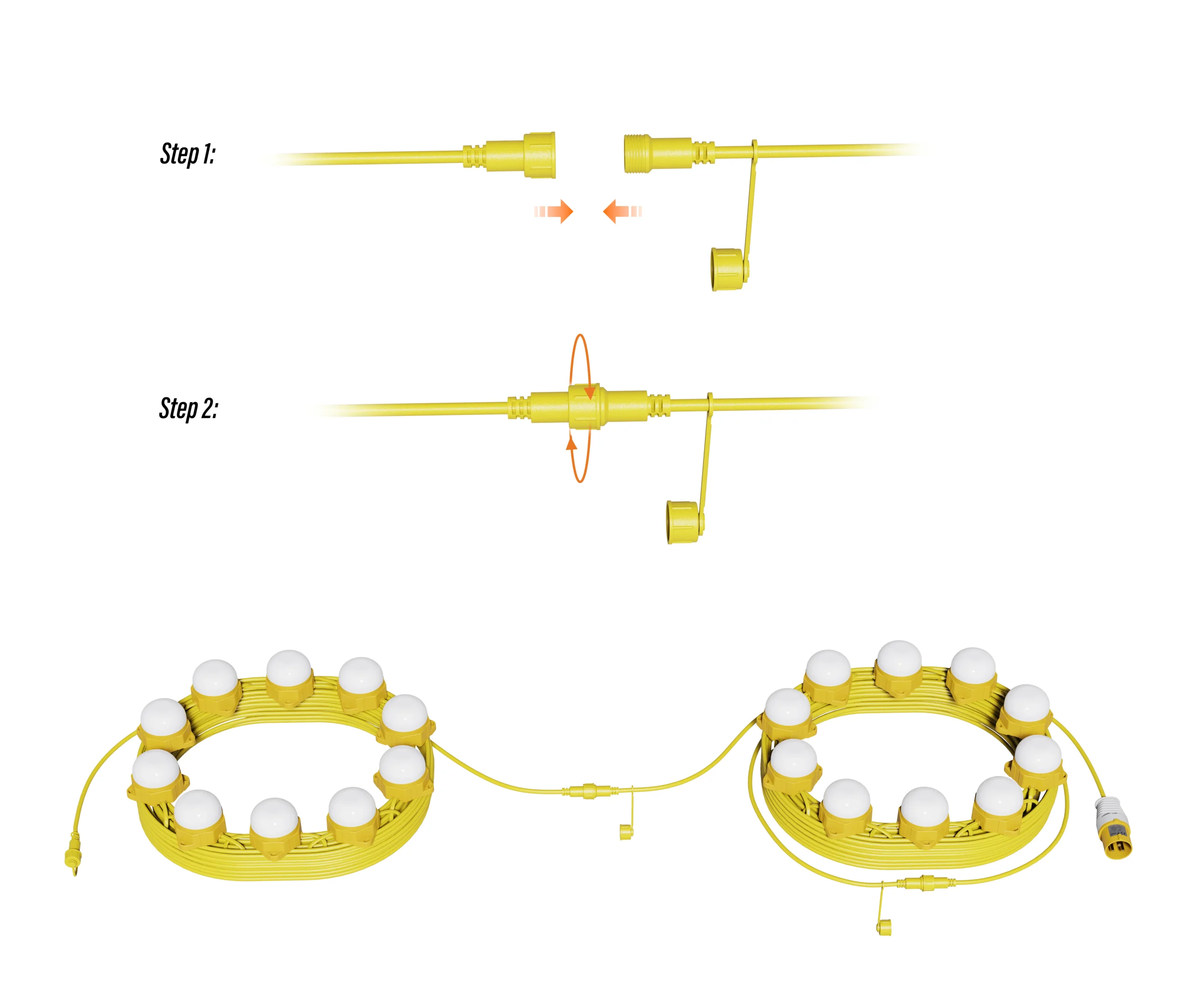 110v LED festoon hanging lights kit 22m 10 x 6.5w 16amp new design Linkable Kits - (10933-22m)