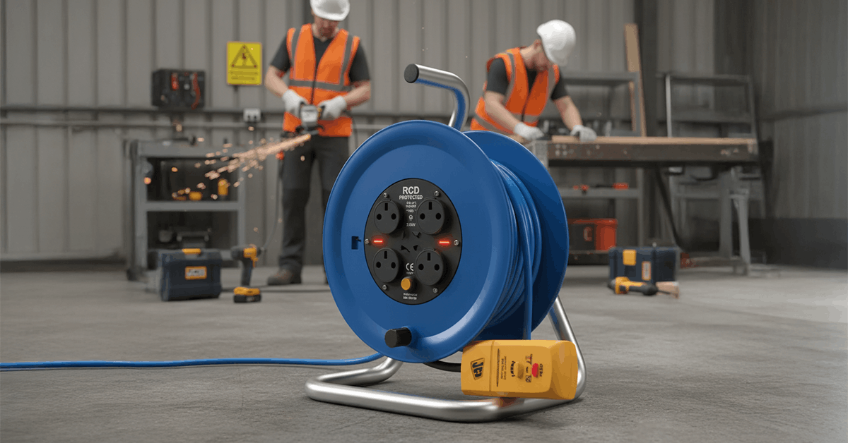 Extending Power Safely 240V Cable Reel with RCD Protection