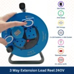 240V Cable Reel Plug 25m 1.5mm 16A/13A – (4008) - Image 3