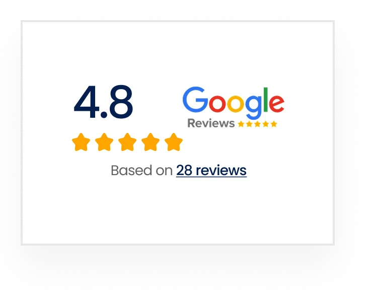 4.8 star Google rating based on 28 customer reviews
