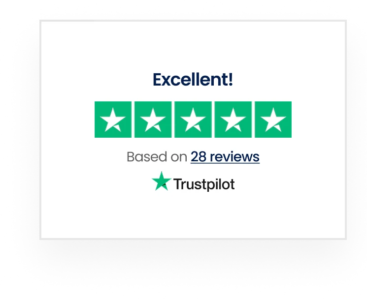 Trustpilot 5 star excellent rating based on 28 reviews